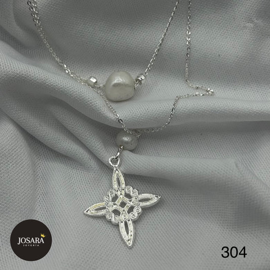 Nudo de Bruja y Perla (Doble Gargantilla)