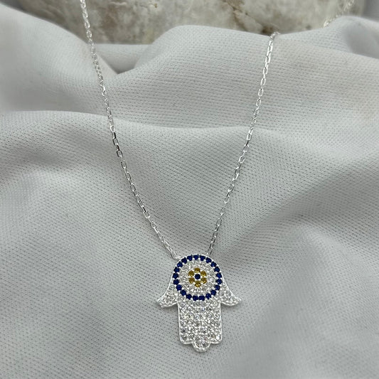 Mano de Fátima Brillo Dorado (Collar) Importación