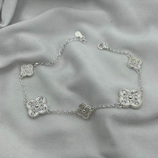 Pulsera de Trébol Estilo Combinado con Circonia