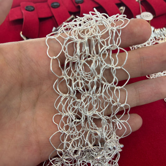 Corazones entrelazados diamantados (Pulsera de Importación) 18cm